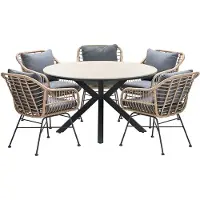 Garden Impressions 5-persoons ronde tuinset - Edison tafel - 5 Margriet stoelen