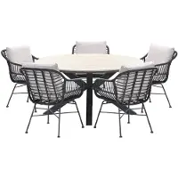 Garden Impressions 5-persoons ronde tuinset - Edison tafel - 5 Margriet stoelen