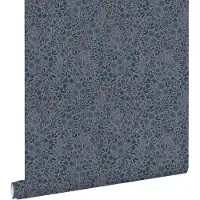 ESTAhome behang bloemetjes donkerblauw en donker paars - 50 x 900 cm - 131230