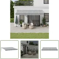 The Living Store Terrasdoek - Luifel - Luifel automatisch uittrekbaar LED 500x350 cm antraciet en wit - Parasol - Buitendecoratie - Zonnewering