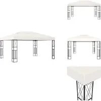 vidaXL Paviljoen 3x4 meter, crème kleur, stof - Paviljoenen & Partytenten