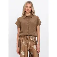 NUKUS Dames Blouses Julietta Top - Bruin - Maat XXL