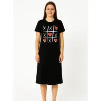 Temptation Dames nachthemd korte mouw zwart Games - S