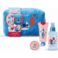 Lilo & Stitch Disney Stitch Fluffy Blauwe Toilettas – Luxe Cadeauset met Lipbalm, Body & Hairmist en Douchegel - Geschenkset meisjes - Giftset - Valentijnsdag