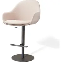 Nolon Niva-Mae Draaibare Tulp Barkruk Beige - Verstelbaar - Mat Zwart Onderstel - Modern - Barstoel