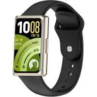 Strap-it Siliconen 'Sport' bandje geschikt voor Huawei Band 11 / Huawei Band 11 Pro (Zwart)