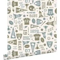 ESTAhome behang sportthema groen en blauw - 50 x 900 cm - 131943