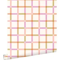 ESTAhome behang geblokt motief roze, paars en groen - 50 x 900 cm - 132061