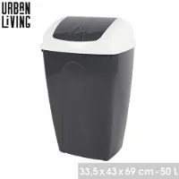 Urban Living "PASHA" Flip prullenbak 50L – tweekleurig wit en Moonrock