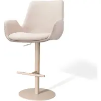 Nolon Niva-Eef Draaibare Tulp Barkruk Beige - Verstelbaar - Beige Onderstel - Japandi - Armleuning - Comfortabel