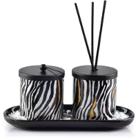 Mondex ZEBRA - Geurverspreider en Kaars - 23x9x9 cm - Sandelhout - Keramiek