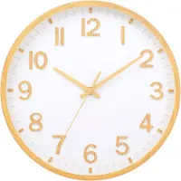 JeiibrZui ModernDesign - Stille Wandklok - 25 Cm - Stuks - Gele Textuur - Nauwkeurig Kwartsuurwerk Voor Woonkamer Slaapkamer Kantoor