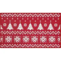 Happiq Kerst Deurmat - Voor Voordeur & Binnen - Boho Stijl Antislip Vloerkleed Welkom - Kerstvakantie & Thuisdecoratie - Rood-40x60cm