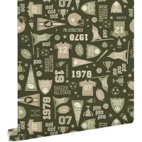 ESTAhome behang sportthema groen en beige - 50 x 900 cm - 131946