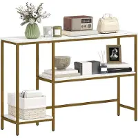OEM Console tafel - 3 niveaus - Marmer mozaïek - Metalen frame - Wit en goud