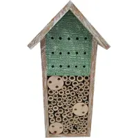 OEM Insectenhotel Galway - Bijenhuis van duurzaam hout - Afmetingen: ongeveer 15 x 30 x 13 cm - Gemaakt vangecertificeerd hout/bamboe - Bruin/Groen