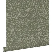 ESTAhome behang bloemetjes donkergroen - 50 x 900 cm - 131998