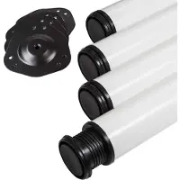 Sotech 4 stuks Tafelpoten Hoogte 710 mm Ø 76 / 80 mm staal met wit oppervlak belastbaar tot 300 kg (75 kg per stuk) Bureaupoten met 32 mm hoogteverstelling