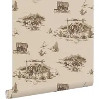 ESTAhome behang cowboys donker beige - 50 x 900 cm - 131410