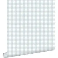 ESTAhome behang geblokt motief lichtblauw - 53 cm x 10.05 m - 131298