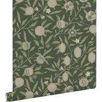 ESTAhome behang exotisch fruit en bladeren donkergroen en taupe - 50 x 900 cm - 131174