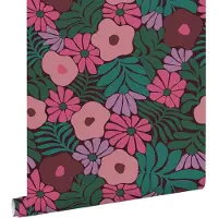 ESTAhome behang bloemen in Matisse stijl groen, roze en paars - 50 x 900 cm - 131137