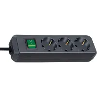 Brennenstuhl Eco-Line stekkerdoos met 3 contacten en schakelaar / zwart - 1,5 meter