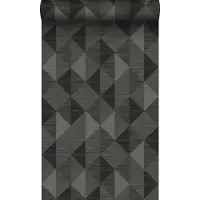 Origin Wallcoverings behang grasweefsel in grafisch 3D motief antraciet grijs - 50 x 900 cm - 347889
