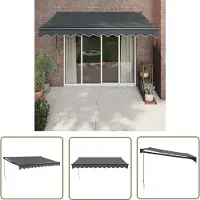 The Living Store Uittrekbare Luifel - 3x2.5m - Antraciet - Gepoedercoat Aluminium