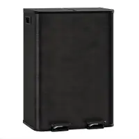 Happiq Dubbele Prullenbak 2x30L - RVS Pedaalemmer - Mat Zwart