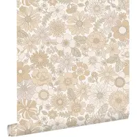 ESTAhome behang retro bloemen licht crème beige - 53 cm x 10.05 m - 131245