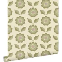 ESTAhome behang bloemen vergrijsd groen - 50 x 900 cm - 130979