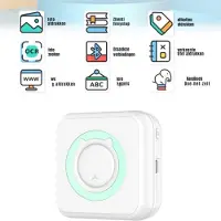 Aura Mini Printer – Inclusief Thermisch/Zelfklevend/Etiket-Papier, USB-kabel, Aquarelpen, Transparant Sticke – Foto Printer Draadloos – Mobiele Fotoprinter - Wit/Mintgroen - 10cm x 10cm x 4cm