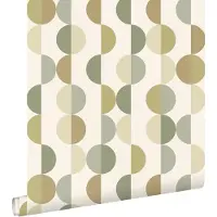 ESTAhome behang grafisch motief groen en beige - 50 x 900 cm - 131992