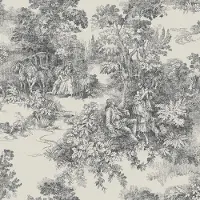Boråstapeter Vliesbehang 7766 - Adorn - Toile de Jouy Zwart - 53cm x 10.05m