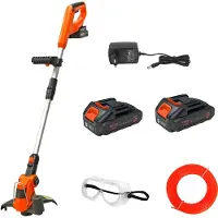 Kibani accu grastrimmer 18V - inclusief extra li-ion accu 2000 mAh, 20m maaidraad & beschermbril – snoerloos - lichtgewicht - bosmaaier - kantenmaaier