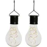 Anna's Collection Solar sfeer hanglamp - 2x - tuin - lampenbol - zwart - glas - 15 cm