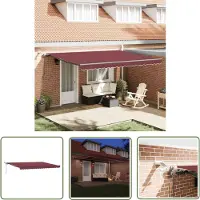 The Living Store Terrasdoek - Luifel - Luifel automatisch uittrekbaar met LED's 450x300 cm bruin - Parasol - Buitendecoratie - Zonnewering