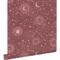 ESTAhome behang sterrenhemel bordeaux rood - 50 x 900 cm - 132083