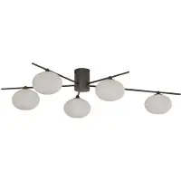 LINDBY Plafondlamp , Valisa, dimbare, Zwart, Woonkamer, Glas