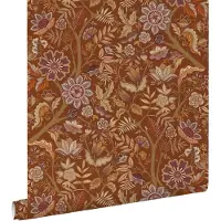 ESTAhome behang vintage bloemen terracotta bruin en donker paars - 50 x 900 cm - 131333