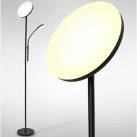 Auronic Vloerlamp - Industriële Stijl - Dimbaar en Kantelbaar - Inclusief Afstandsbediening - Zwart