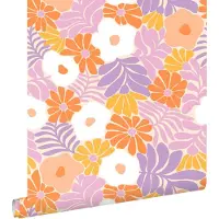 ESTAhome behang bloemen in Matisse stijl wit en meerkleurig - 50 x 900 cm - 132002