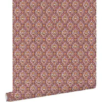 ESTAhome behang vintage bloemen paars en oranje - 50 x 900 cm - 131543