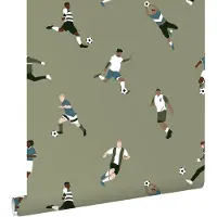 ESTAhome behang voetbalspelers donkergroen - 50 x 900 cm - 131554