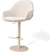 Nolon Niva-Mae Draaibare Tulp Barkruk Bouclé Beige - Verstelbaar - Beige Onderstel - Stoffen - Comfortabel - Scandinavisch