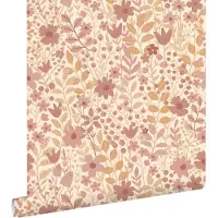 ESTAhome behang bloemetjes paars, groen en terracotta - 50 x 900 cm - 131937