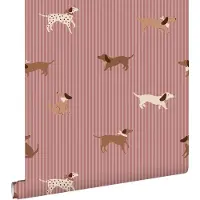 ESTAhome behang honden mauve paars en bruin - 50 x 900 cm - 131899
