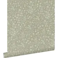 ESTAhome behang bloemetjes licht vergrijsd groen - 50 x 900 cm - 131997