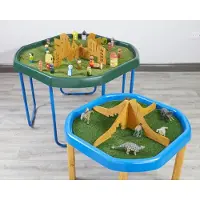 Cosy houten speelset stad vulkaan grot decoratie set van 2 stuks.